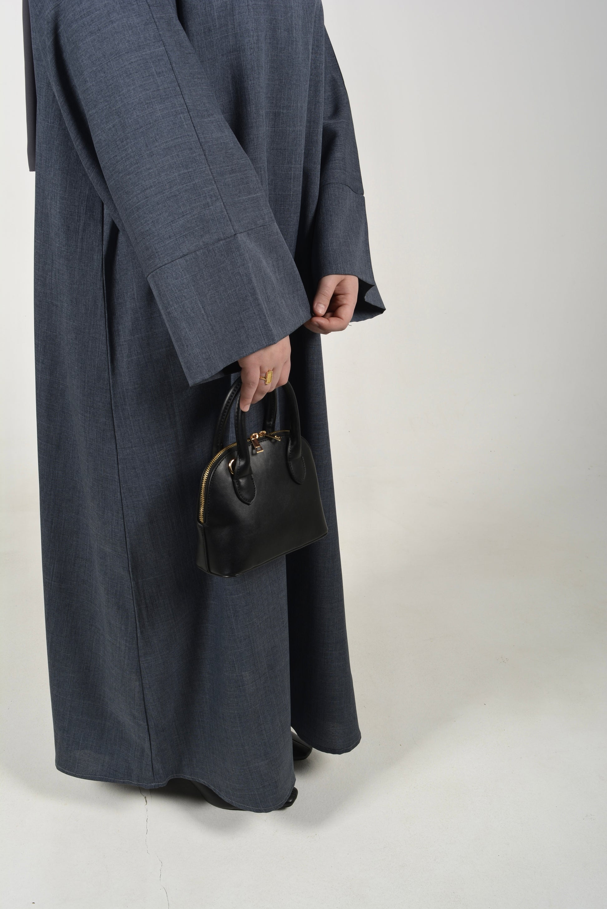 Grey Mélange Abaya - Wide Sleeves