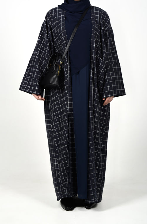 Chequered Abaya Jacket & Inner Dress