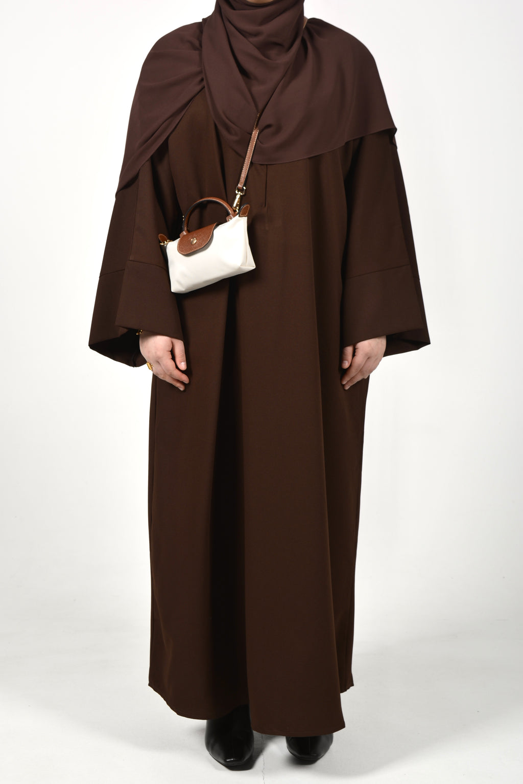 Deep Brown Abaya - Wide Sleeve