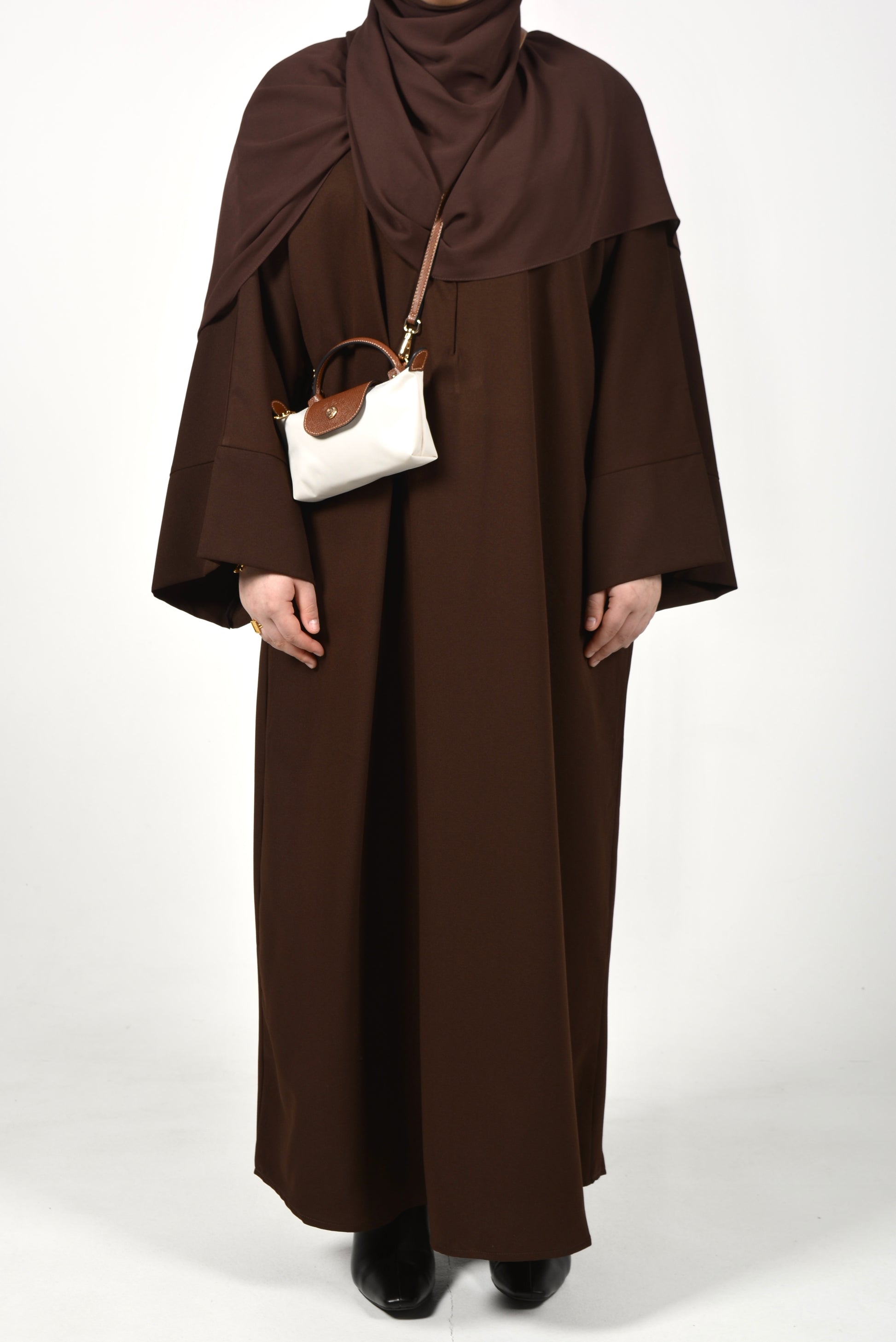 Deep Brown Abaya - Wide Sleeve