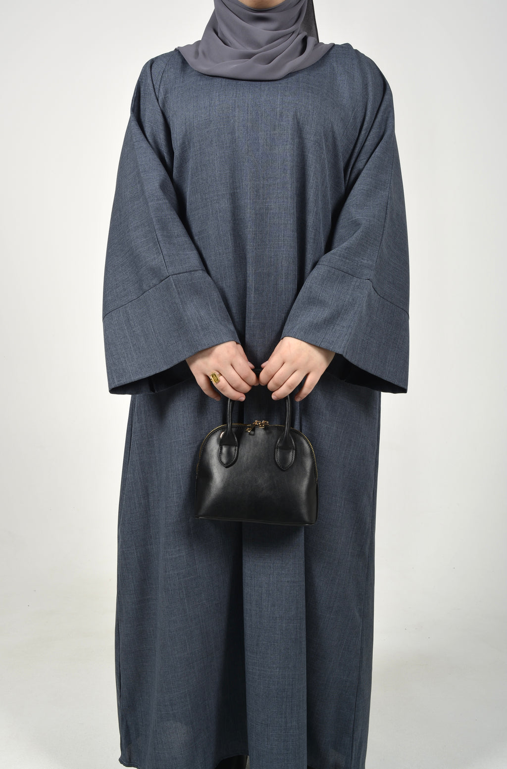 Grey Mélange Abaya - Wide Sleeves