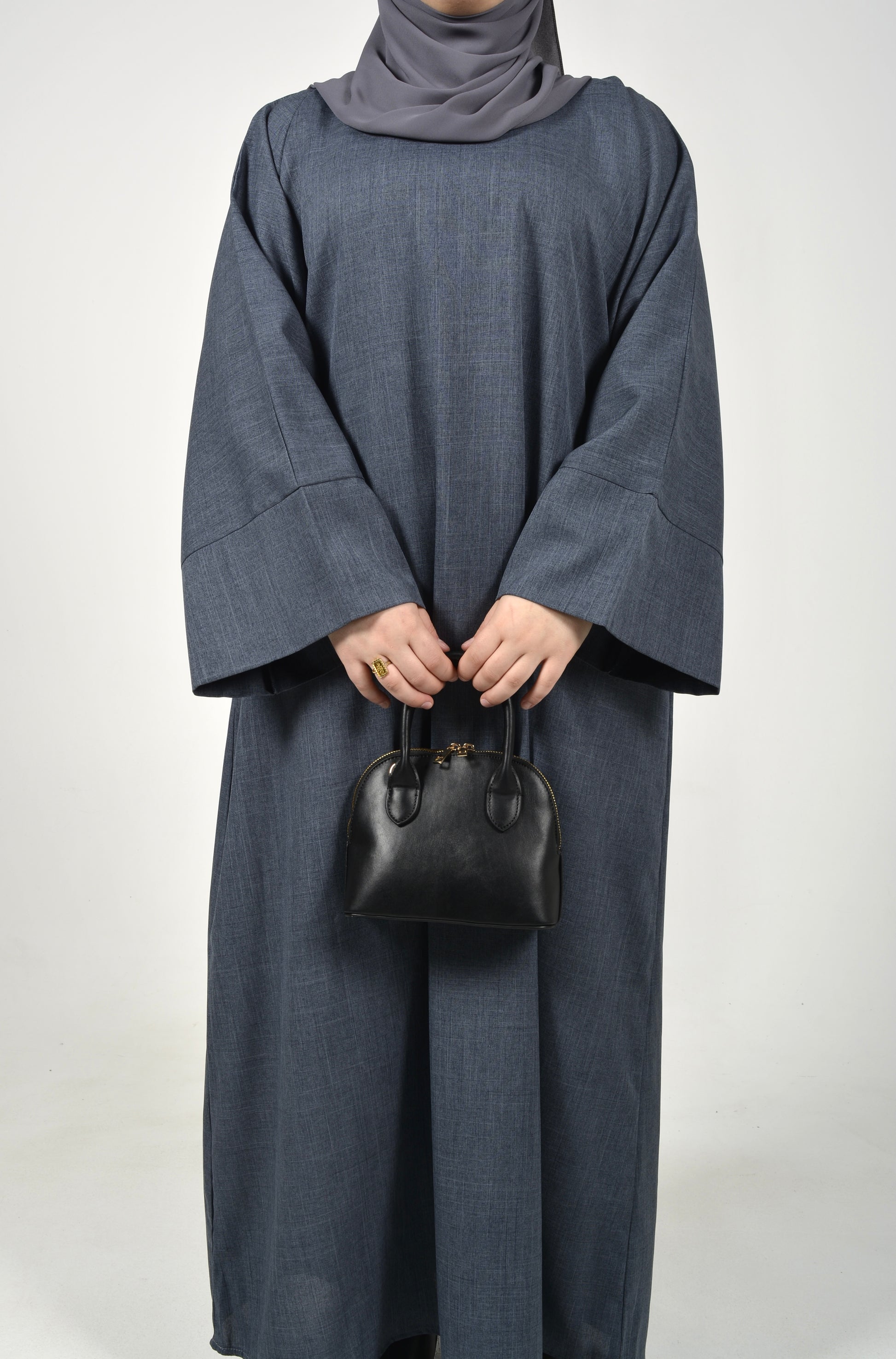 Grey Mélange Abaya - Wide Sleeves