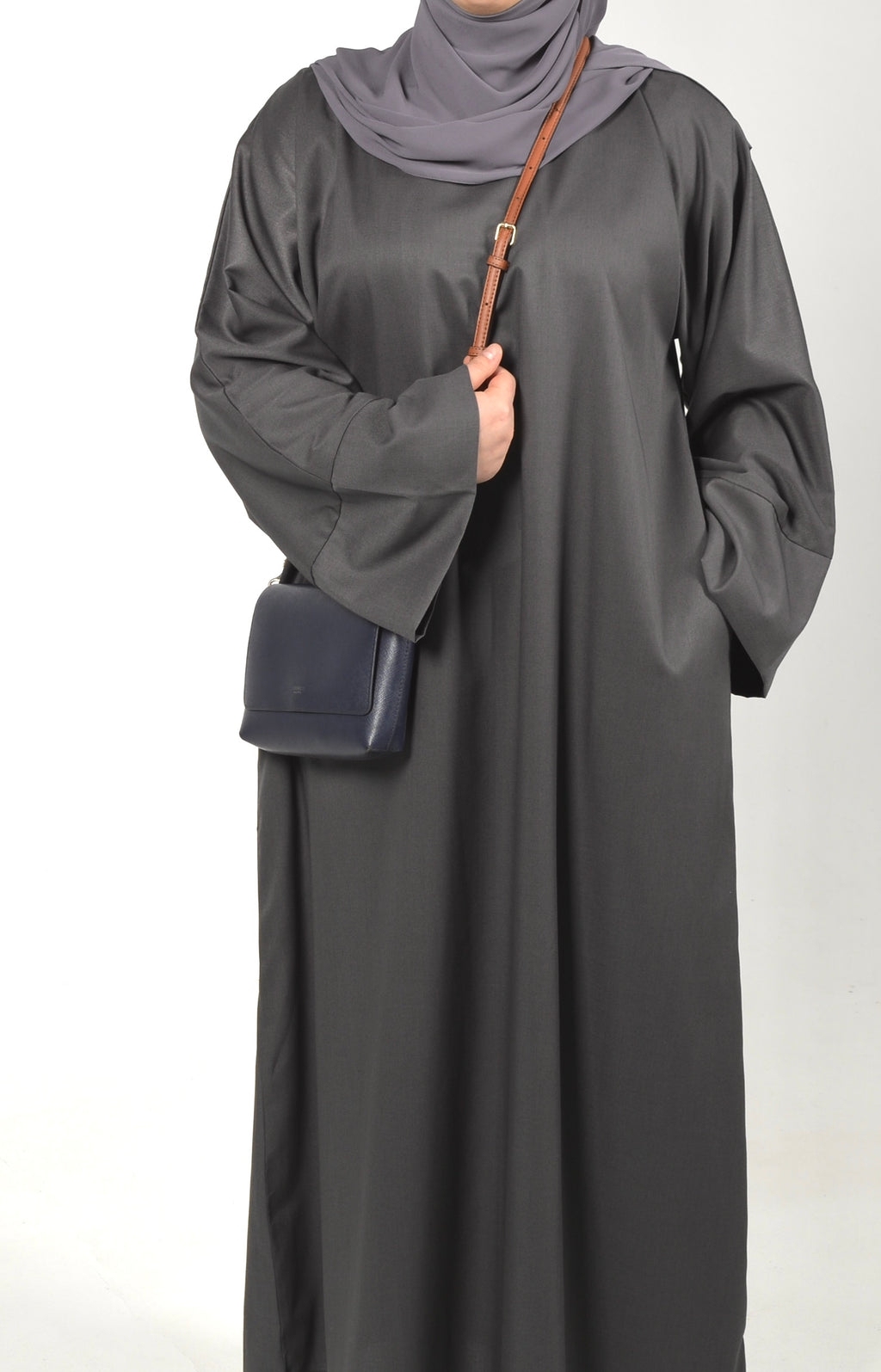 Grey Silhouette Abaya - Wide Sleeves