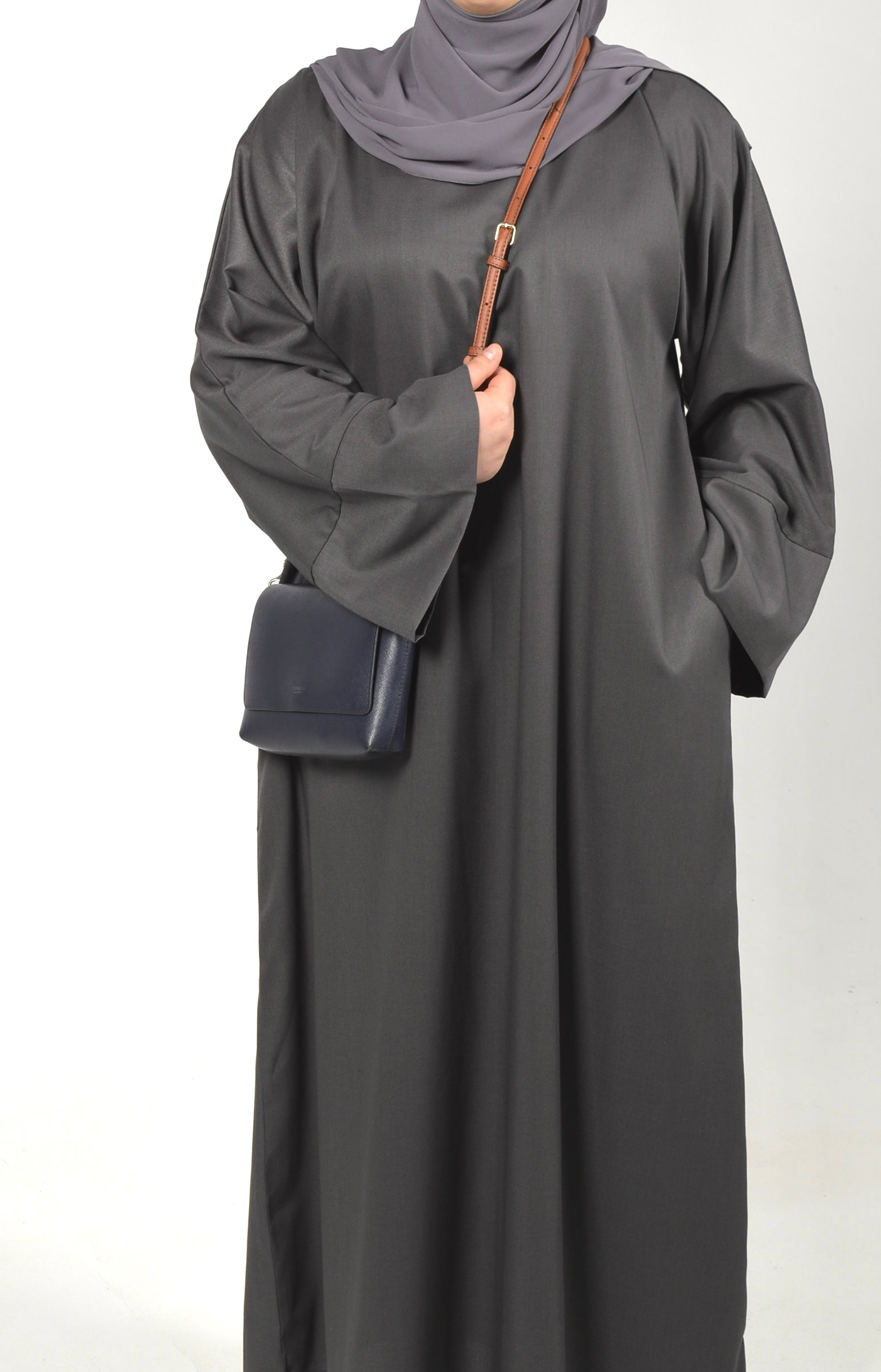 Grey Silhouette Abaya - Wide Sleeves
