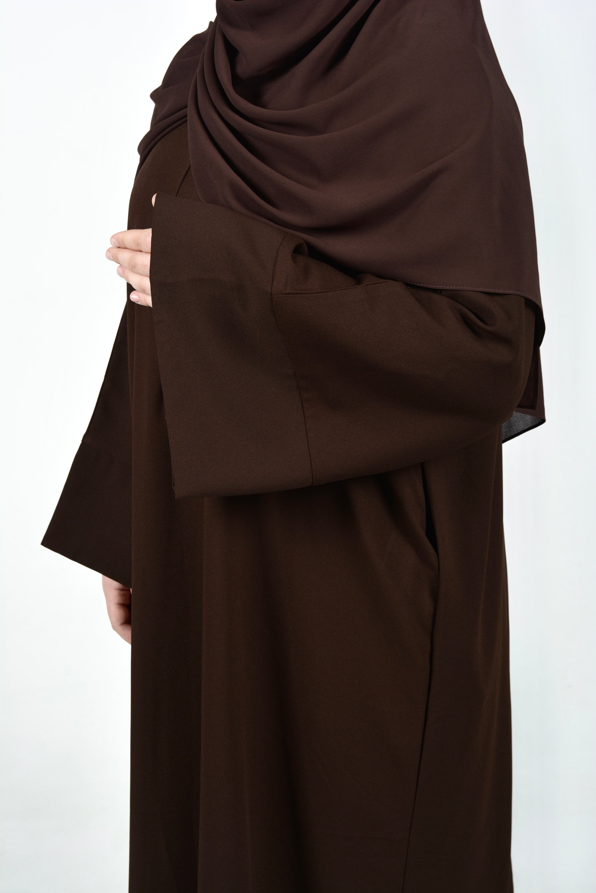 Deep Brown Abaya - Wide Sleeve