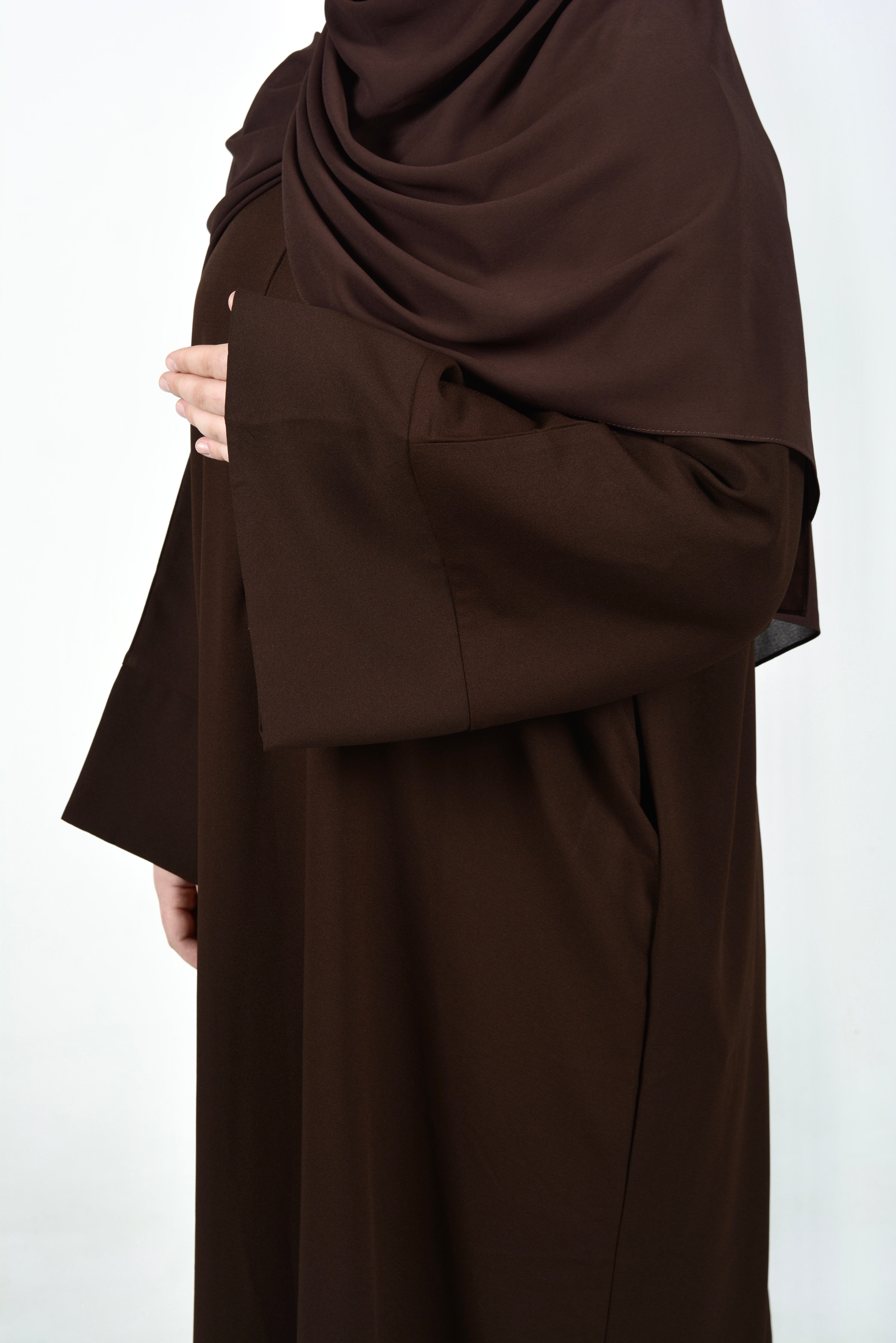 Deep Brown Abaya - Wide Sleeve