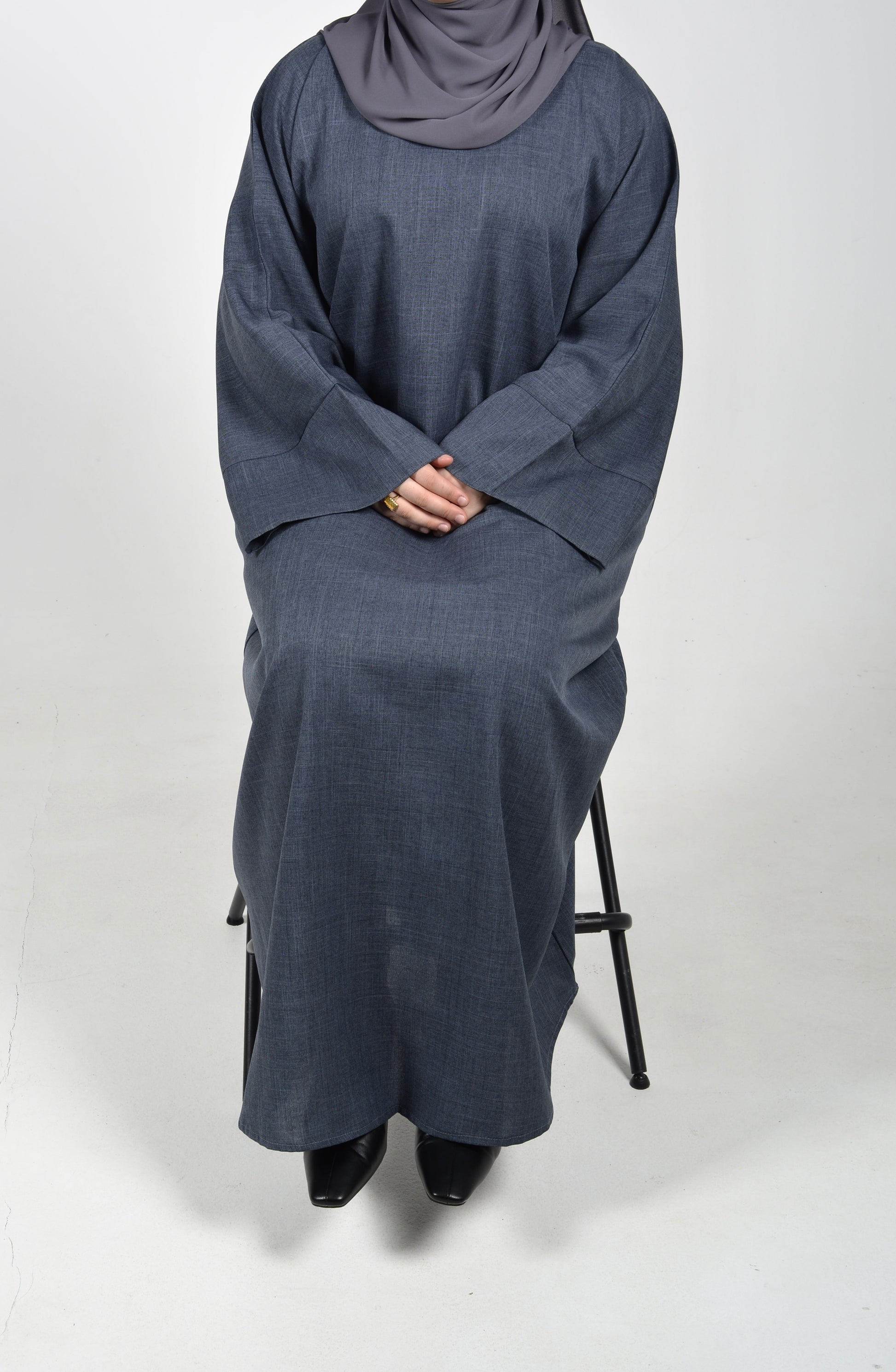 Grey Mélange Abaya - Wide Sleeves